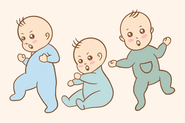 Set Cute Baby Babies Boy Cartoon Flat Collection Illustration — Διανυσματικό Αρχείο