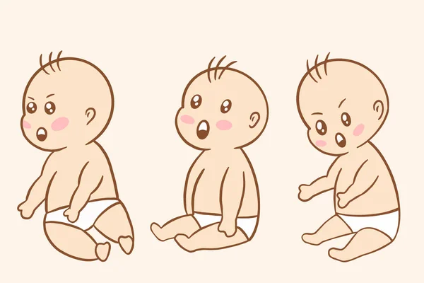 Set Cute Baby Babies Boy Cartoon Flat Collection Illustration — Wektor stockowy