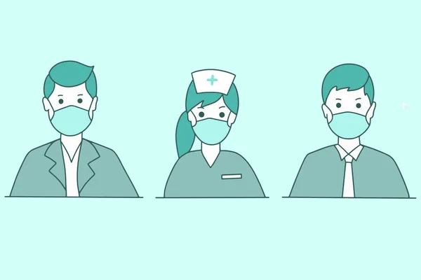 Set Medical Doctor Nurse Hospital Patient Pharmacy Emergency Team Illustration — ストックベクタ