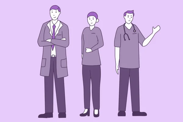 Set Medical Doctor Nurse Hospital Patient Pharmacy Emergency Team Illustration — ストックベクタ