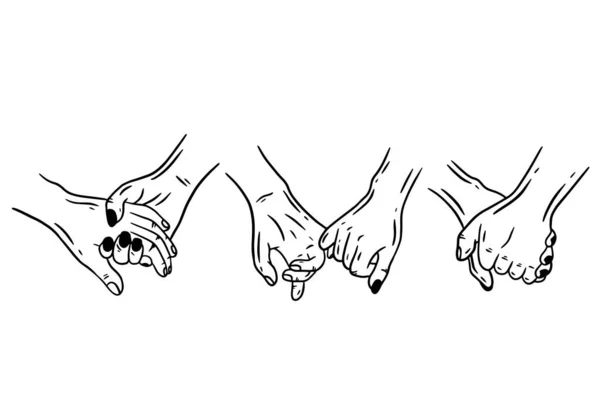 Women Girl Hand Love Gesture Hearth Flat Line Art Illustration — Διανυσματικό Αρχείο