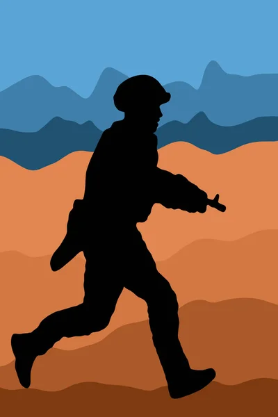 Leger Militaire Troepen Sniper Stop Oorlog Vlakke Silhouet Art Illustratie — Stockvector