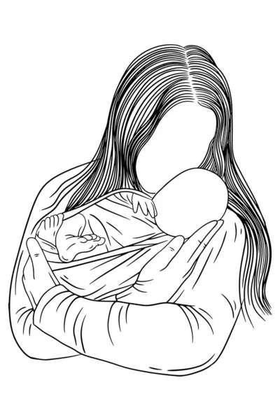 Щаслива Сім Мати Дитина Народжена Мила Дівчинка Дитина Материнські Жінки — стоковий вектор