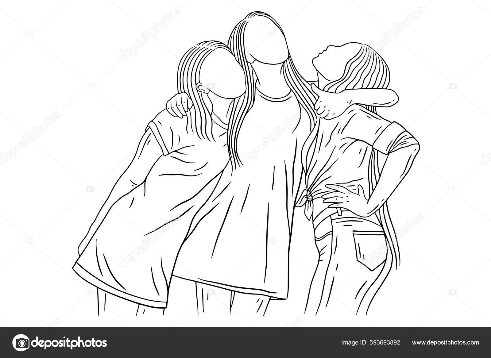 Hand sketch of a group friends Royalty Free Vector Image