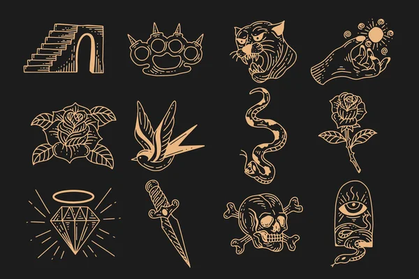 Set Collection Mystical Celestial Clipart Symbol Space Doodle Esoteric Magic — 图库矢量图片