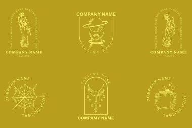 Minimalist Logo Yellow Symbol Templates Mystical Collection Element Pastel Background.