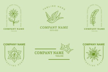 Green Mystical Logo Symbol Templates Element Green Soft Pastel Background.