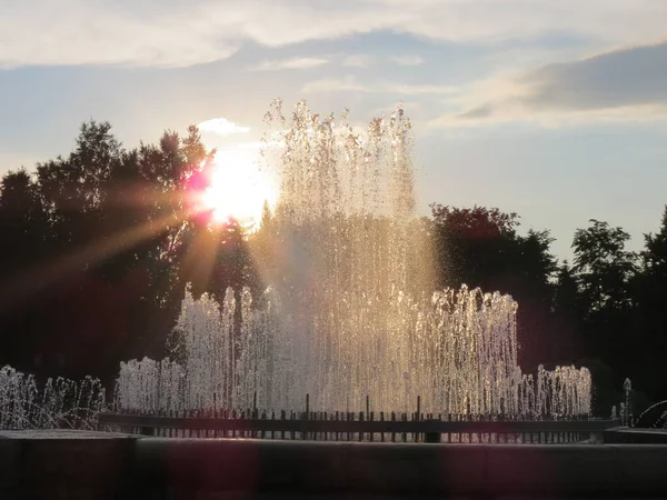 Sunset Fountain Stock Image