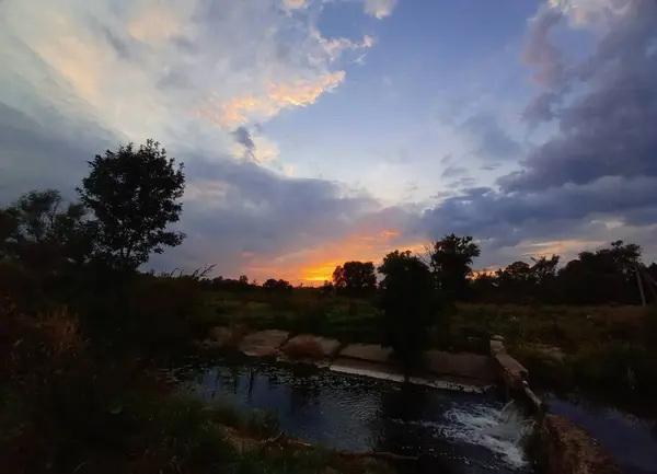 Zonsondergang Vijver — Stockfoto