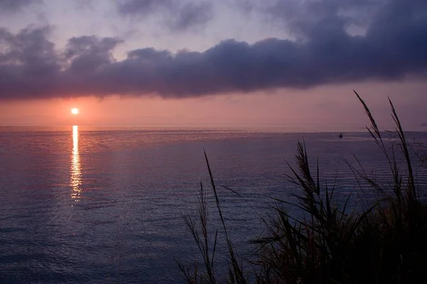 Puesta Sol Costa Del Mar Adriático Isla Corfú Grecia — Foto de Stock