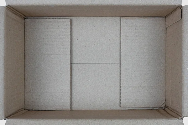 Ouvrir Boîte Rectangulaire Vide Carton Sur Fond Blanc Gros Plan — Photo