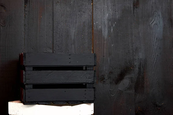 Old Planks Damaged Worms Shown Close Doors Painted Black Planks — Stock Photo, Image