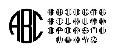 Çember monogram harfleri Çember monogram alfabe yuvarlak harfli çember monogram yazı tipi vektör dosyası