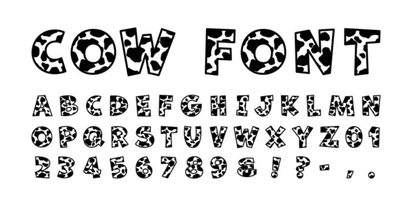 Kuhflecken Buchstaben Kuhflecken Alphabet Kuhflecken Kuhmonogramm Kuhdruck Bauernhof Kuhmuster Kuhmonogramme — Stockvektor