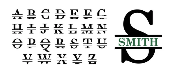 Split Monogram Alphabet Split Monogram Font Split Letters Family Monogram — Stockvektor