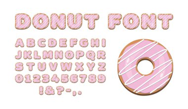 Donut font Pembe donut harfleri ve numaralar Donut alfabesi