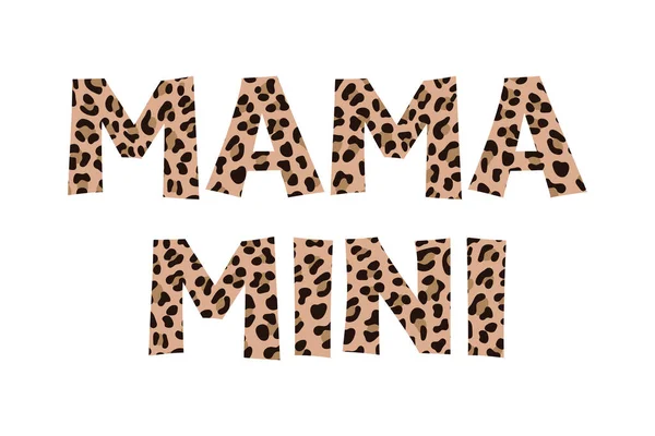 Mama Mini Leopard Texture Matching Shirt Design — Stock Vector