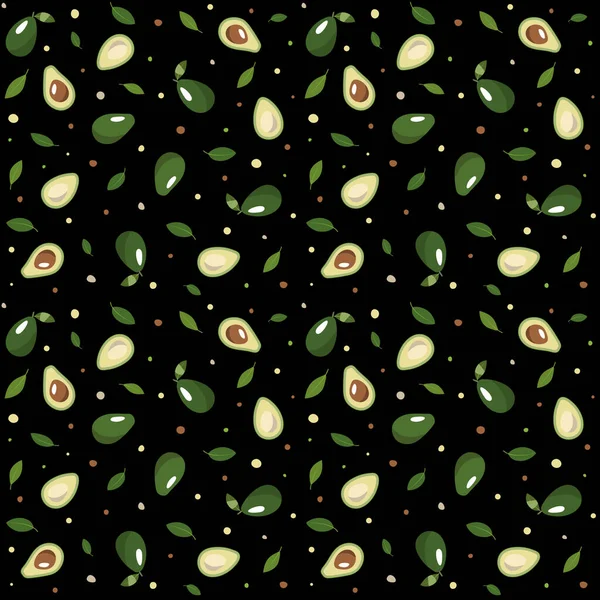 Patrón Aguacate Transparente Sobre Fondo Negro Impresión Aguacate — Vector de stock