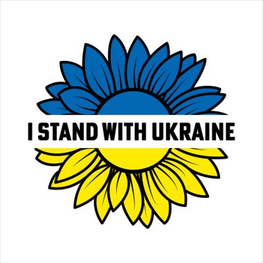 Ukrayna Ayçiçeğiyle birlikteyim. Sarı Ukrayna Bayrağı Ukrayna Savaşı Durdurun diye dua ediyor.