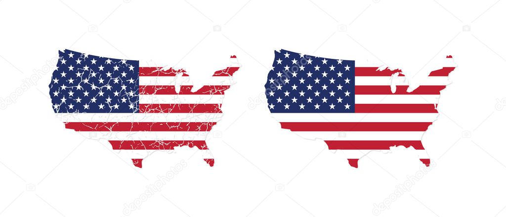 Distressed USA Flag Map American Flag United States of America