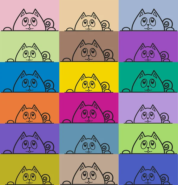 Ilustração Gato Com Traços Minimalistas Decorativos Coloridos — Fotografia de Stock
