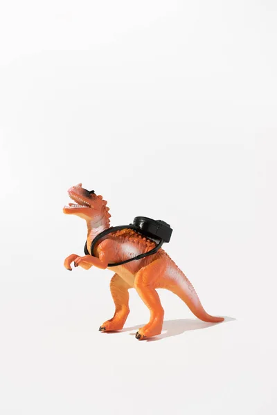 Creative Idea Made Dinosaur Backpack White Background Minimal Fun School — Photo