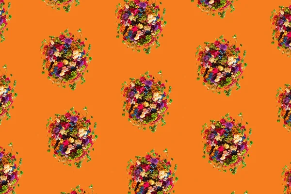Pattern Made Bouquet Dried Flowers Pastel Orange Background Autumn Flowers — Stock Photo, Image