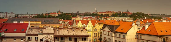 Beautiful Wide Panoramic Aerial View Old Residential Area Summer Day — Stock Photo, Image