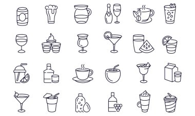 İçecekler ve Kokteyl Simgeleri vektörü 