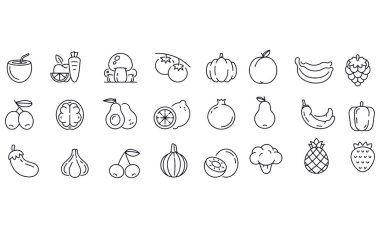 Meyve ve Sebze Simgeleri vektör tasarımı 
