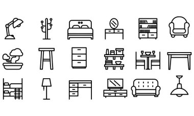 Ev Mobilyası Satırı Simgesi vektör tasarımı 