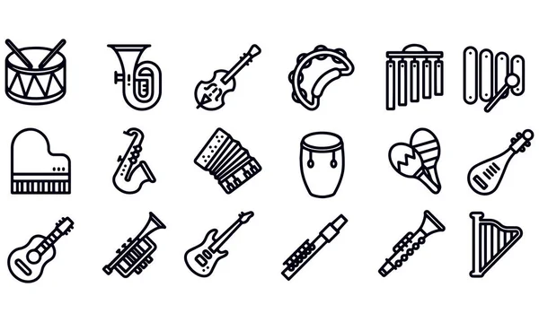 Musical Instrument Line Icons Vector Design — Stock Vector