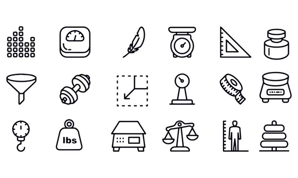 Weights Scales Line Icons Vector Design — Stock Vector