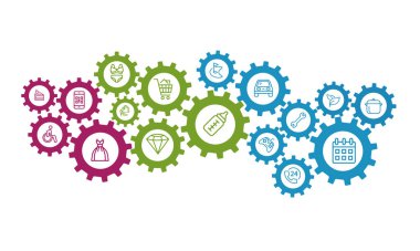 Çevrimiçi Alışveriş Kategorileri Satır Simgeleri vektör tasarımı 