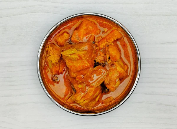 Leckere Chicken Masala Indische Küche Draufsicht Auf Grauem Hintergrund — Stockfoto