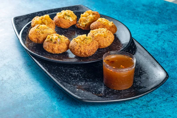 Pákistánec Pikantní Gol Gappay Indické Pani Puri Bangali Fuchka Plná — Stock fotografie