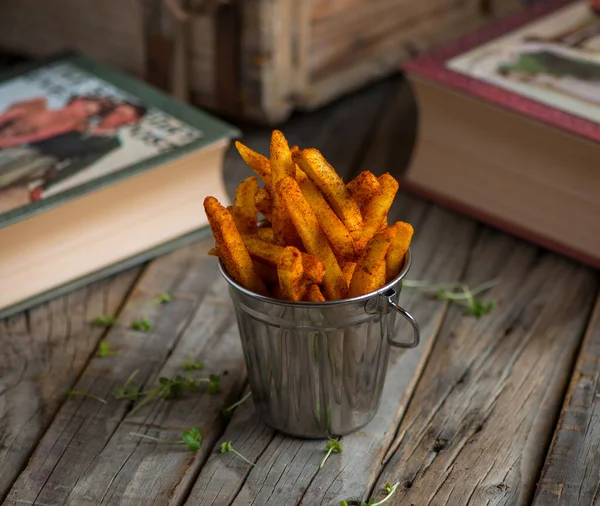 Paprika Fries Served Dish Isolated Wooden Background Side View Appetizer — Fotografia de Stock