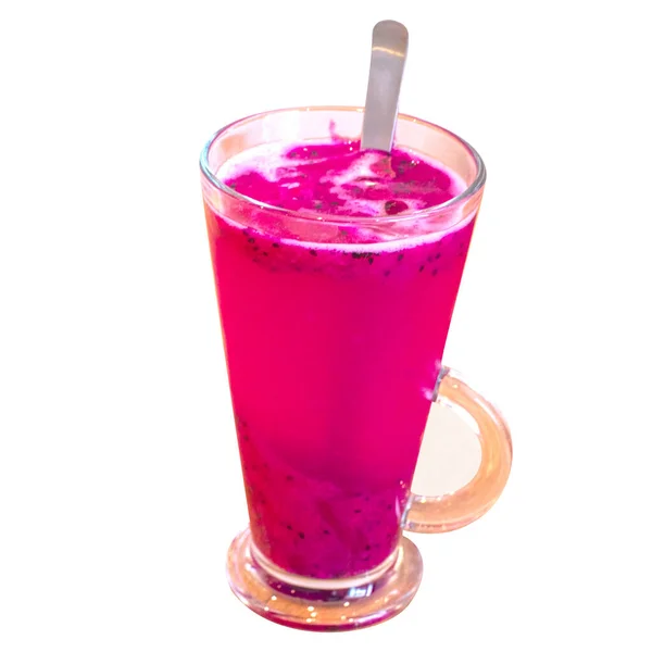 Fibrous Red Dragon Fruit Drink Served Mug Isolated Plain White — Stock Photo, Image