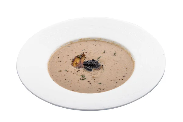Truffle Cashew Mushroom Soup Served Dish Isolated White Background Side — ストック写真