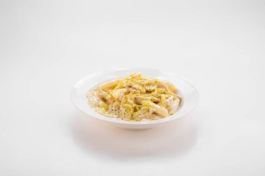 Alfredo Pasta served in a dish isolated on grey background side view of fastfood