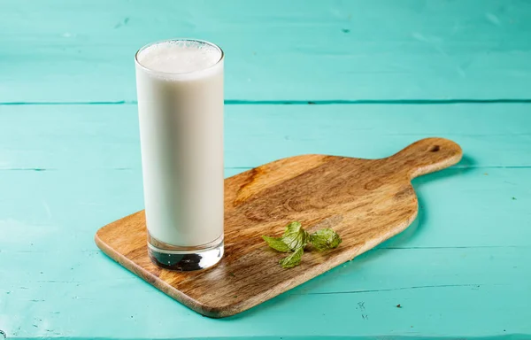 Ayran Laban Sweet Lassi Milk Yogurt Served Glass Isolated Cutting — Stock Photo, Image