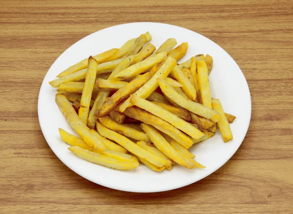 Pittige Patat Geserveerd Een Schotel Geïsoleerd Grijze Achtergrond Uitzicht Indiase — Stockfoto