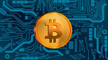 Fon Elektronik Tahtasında Altın Bitcoin