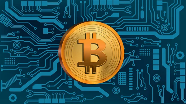Fon Elektronik Tahtasında Altın Bitcoin