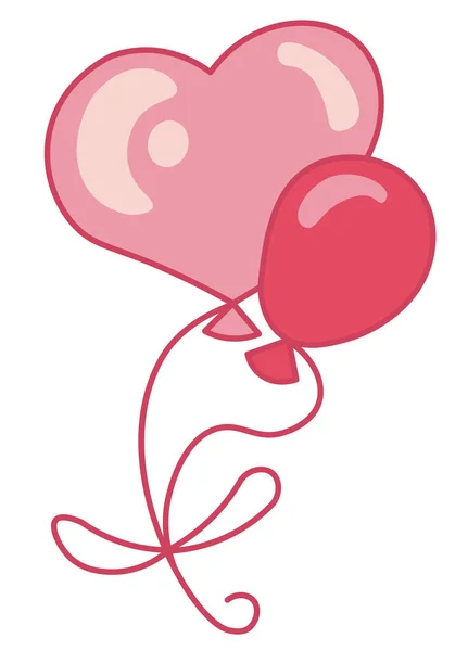 Vector Drawing Pink Heart Shaped Balloon Red Balloon Tied Together — Stock Vector