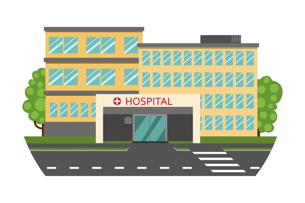 Szpital Zewnątrz Istnieją Dwa Budynki Główne Wejście Wektor Płaska Ilustracja — Wektor stockowy