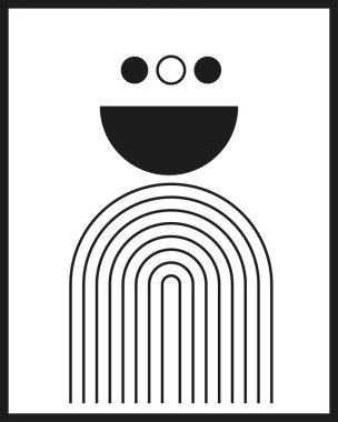 Soyut orta yüzyıl modern sanat geçmişi. Siyah ve beyaz renkli çağdaş retro baskı. Duvar dekorasyonu, duvar kağıdı, kart, davetiye, broşür tasarımı için vektör illüstrasyonu