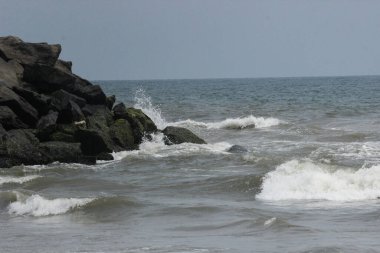 Hindistan 'da Mahabalipuram alai Mamallapuram Rock Sahili manzarası 
