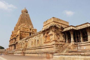 Tanjore Tamilnadu, Hindistan 'daki Thanjavur Brihadisvara Tapınağı' nın manzarası