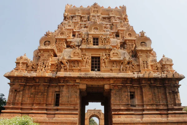 Tanjore Tamilnadu印度Thanjavur Brihadisvara寺Gopuram入口塔 — 图库照片